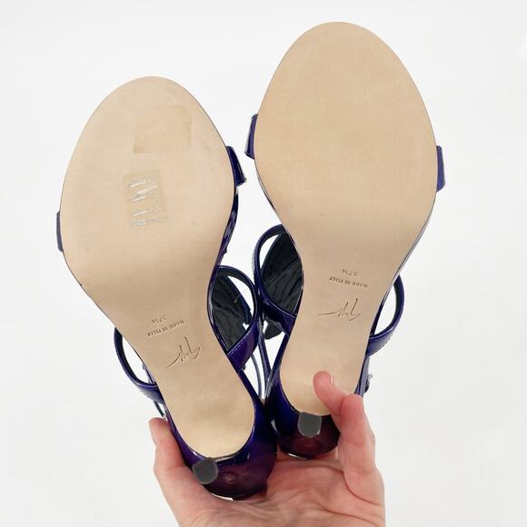 Giuseppe Zanotti Metallic Purple Cruel Alien Wing Stiletto Heel Sandals IT 37.5 - Picture 10 of 14